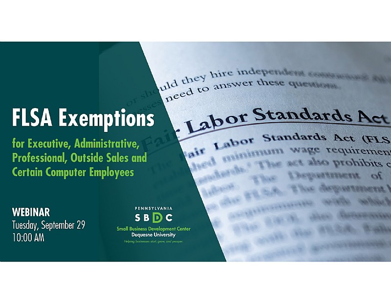 FLSA Exemption for Executive, Administrative, Professional, Outside Sales and Certain Computer Employees (webinar)